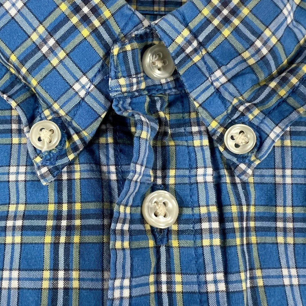 Ralph Lauren Shirt Youth Boys 7 Blue Plaid Long Sleeve Button Down Casual Dress